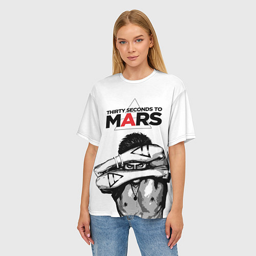 Женская футболка оверсайз 30 Seconds to Mars - poster / 3D-принт – фото 3