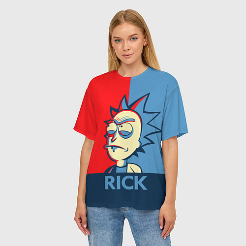 Женская футболка оверсайз Rick pop art / 3D-принт – фото 3