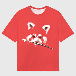 Футболка оверсайз женская Красная панда с кисточкой в зубах, цвет: 3D-принт