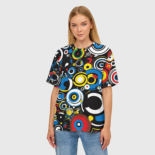 Женская футболка оверсайз Абстракция геометрическая / 3D-принт – фото 3