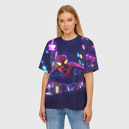Женская футболка оверсайз Человек паук с желтыми глазами / 3D-принт – фото 3
