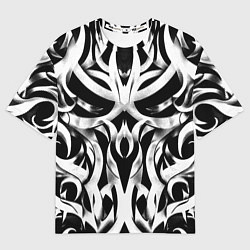 Футболка оверсайз женская Абстрактный узор - изогнутые формы трайбл татуиров, цвет: 3D-принт
