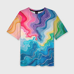 Футболка оверсайз женская Абстрактные волны в мраморном стиле, цвет: 3D-принт