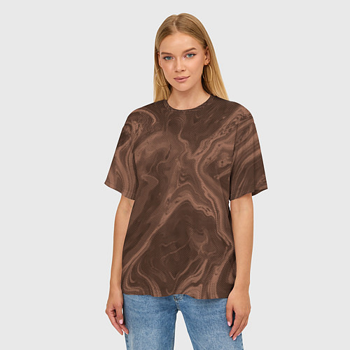 Женская футболка оверсайз Коричневый абстракция в точку / 3D-принт – фото 3