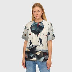 Футболка оверсайз женская Сюрреалистичные люди и камни, цвет: 3D-принт — фото 2