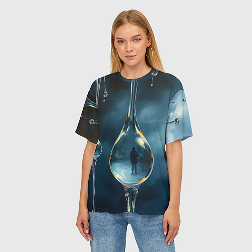 Женская футболка оверсайз Люди в каплях / 3D-принт – фото 3
