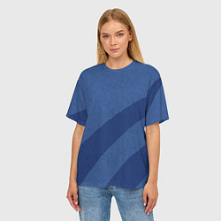 Футболка оверсайз женская Синий текстурный с полосой, цвет: 3D-принт — фото 2