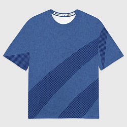 Футболка оверсайз женская Синий текстурный с полосой, цвет: 3D-принт