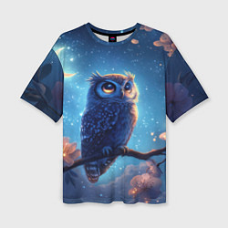 Футболка оверсайз женская Сова на фоне ночного неба, цвет: 3D-принт