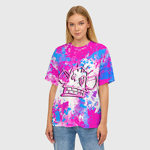 Женская футболка оверсайз Мартышка Джинкс - Arcane / 3D-принт – фото 3