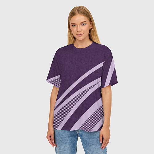 Женская футболка оверсайз Фиолетовый абстрактный с полосой / 3D-принт – фото 3
