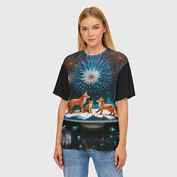 Футболка оверсайз женская Семья из трех лисиц, цвет: 3D-принт — фото 2