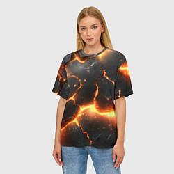 Футболка оверсайз женская Лава и разлом плит, цвет: 3D-принт — фото 2