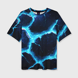Футболка оверсайз женская Голубая потертая текстура с разломом, цвет: 3D-принт