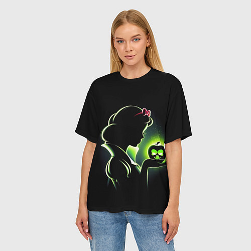Женская футболка оверсайз Белоснежка и яблоко - силуэт крупно / 3D-принт – фото 3