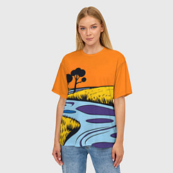 Футболка оверсайз женская Пейзаж с фантастической природой, цвет: 3D-принт — фото 2