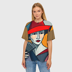 Футболка оверсайз женская Дама с веером, цвет: 3D-принт — фото 2