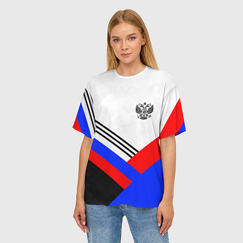 Женская футболка оверсайз Герб России - минимализм / 3D-принт – фото 3