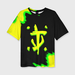 Футболка оверсайз женская Doom огненное лого краски, цвет: 3D-принт