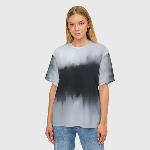 Женская футболка оверсайз Разводы черной краски / 3D-принт – фото 3