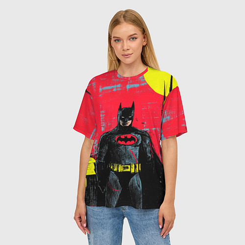 Женская футболка оверсайз Бэтмен красками / 3D-принт – фото 3