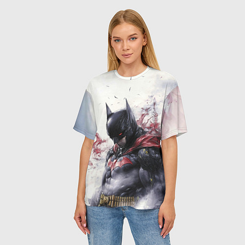 Женская футболка оверсайз Бэтмен в тумане / 3D-принт – фото 3