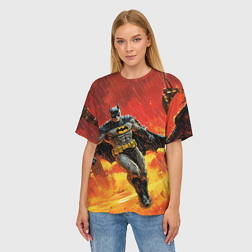 Женская футболка оверсайз Бэтмен застыл в воздухе / 3D-принт – фото 3