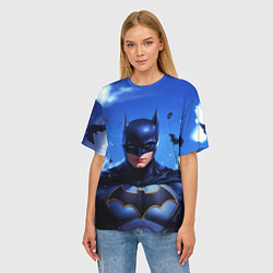 Футболка оверсайз женская Бэтмен синее небо, цвет: 3D-принт — фото 2