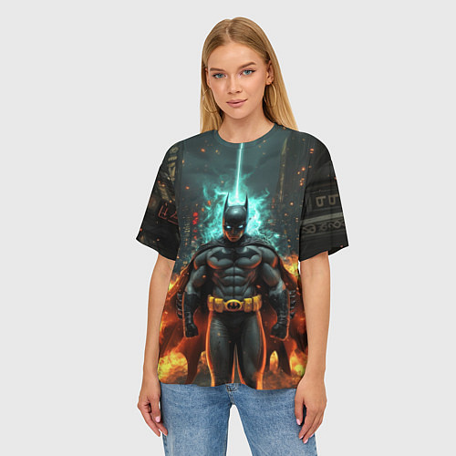 Женская футболка оверсайз Бэтмен эпик / 3D-принт – фото 3