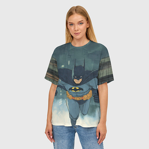 Женская футболка оверсайз Бэтмен старый стиль / 3D-принт – фото 3