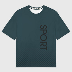 Женская футболка оверсайз Sport серо-синий текстурный