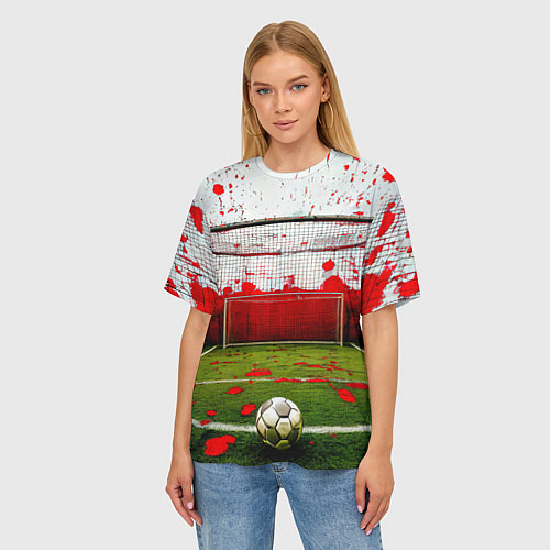 Женская футболка оверсайз Мини-футбол / 3D-принт – фото 3
