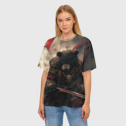 Футболка оверсайз женская Самурай медведь, цвет: 3D-принт — фото 2