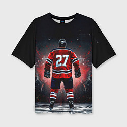 Футболка оверсайз женская Хоккеист на черном, цвет: 3D-принт