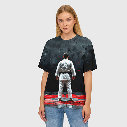 Женская футболка оверсайз Айкидоист на черном / 3D-принт – фото 3
