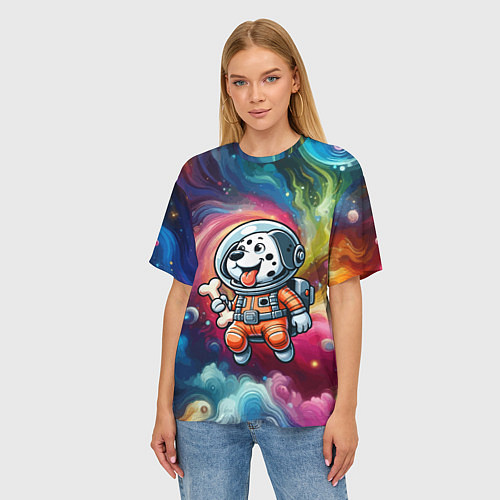 Женская футболка оверсайз Funny dalmatian puppy - ai art / 3D-принт – фото 3