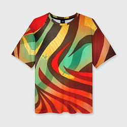 Футболка оверсайз женская Жаркая полосатая абстракция, цвет: 3D-принт