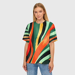 Футболка оверсайз женская Тропическая жаркая абстракция, цвет: 3D-принт — фото 2