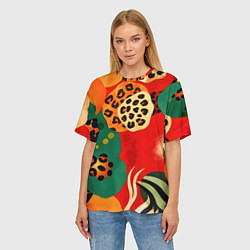 Футболка оверсайз женская Анималистичный африканский паттерн, цвет: 3D-принт — фото 2