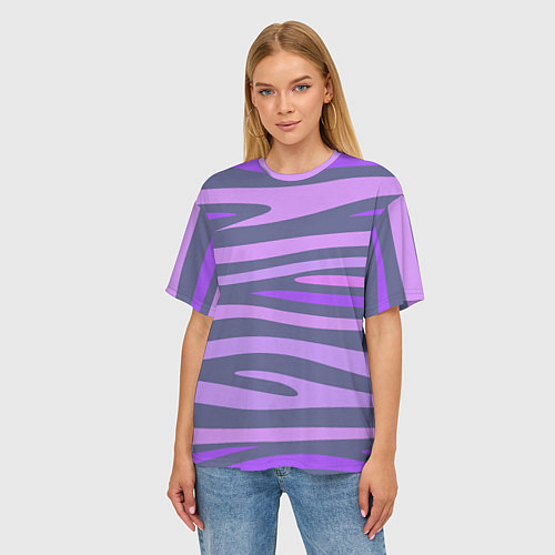 Женская футболка оверсайз Лавандовые волны / 3D-принт – фото 3