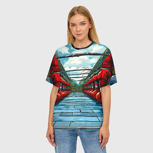 Женская футболка оверсайз Зал Муай Тай / 3D-принт – фото 3