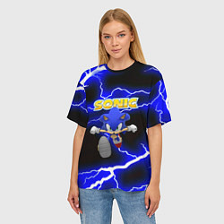 Футболка оверсайз женская Sonic storm electro, цвет: 3D-принт — фото 2
