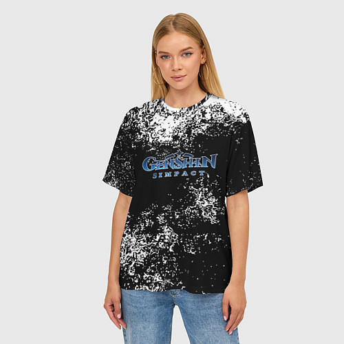 Женская футболка оверсайз Genshin Impact брызги красок / 3D-принт – фото 3