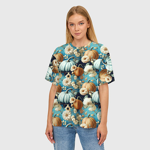 Женская футболка оверсайз Маленькие тыковки / 3D-принт – фото 3