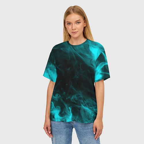 Женская футболка оверсайз Neon smoke / 3D-принт – фото 3