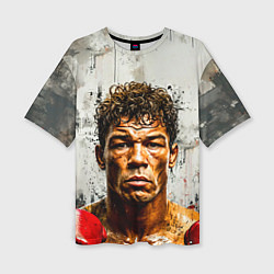 Футболка оверсайз женская Артуро Гатти на сером, цвет: 3D-принт