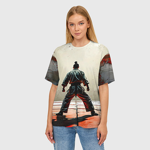 Женская футболка оверсайз Боец боевых искусств / 3D-принт – фото 3