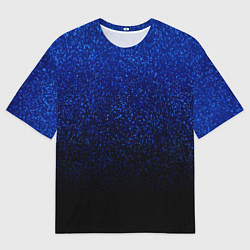 Женская футболка оверсайз Волшебный чёрно-синий текстура напыление