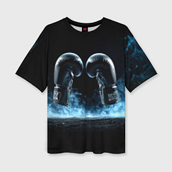 Футболка оверсайз женская Черные бойцовские перчатки в дыму, цвет: 3D-принт