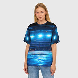 Футболка оверсайз женская Синий ринг в огне, цвет: 3D-принт — фото 2